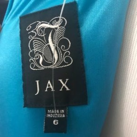 JAX Blue Satin Sleeveless Sheath Dress Size 6 - Picture 5 of 6